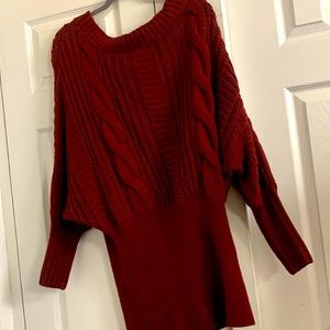 Fashion Nova Burgundy Sweater Dress